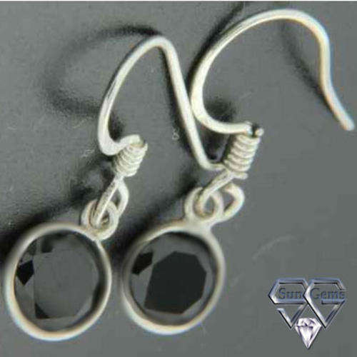 Solid 925 Sterling Silver & Onyx earrings 20mm & 1.22g