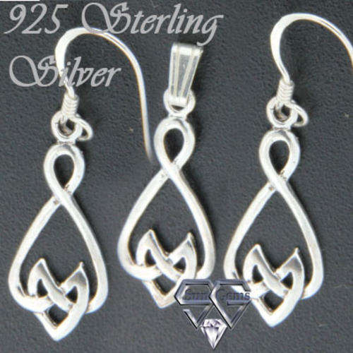Solid 925 Sterling Silver set 30mm + 1.18g(earrings) + 25mm + 0.54g(pendant)