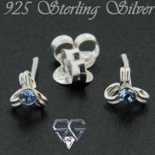 Solid 925 Sterling Silver & CZ Earrings 2mm (stone) + 0.27g