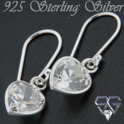 Solid 925 Sterling Silver & CZ earrings 25mm & 1.96g