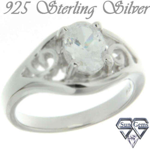 Solid 925 Sterling Silver & CZ ring size #5.5 + 3.91g
