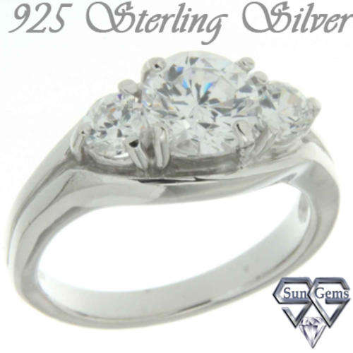Solid 925 Sterling Silver & CZ ring size #8.5 + 5.02g