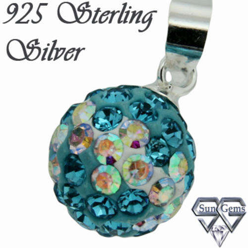 Solid 925 Sterling Silver & Crystal Pendant 18mm & 1.18g