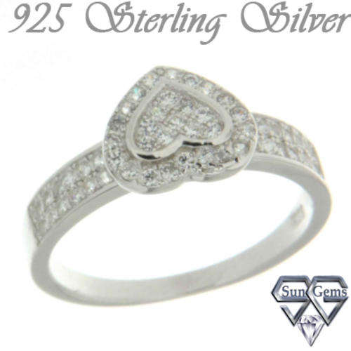 Solid 925 Sterling Silver & CZ ring size 6 + 2.20g