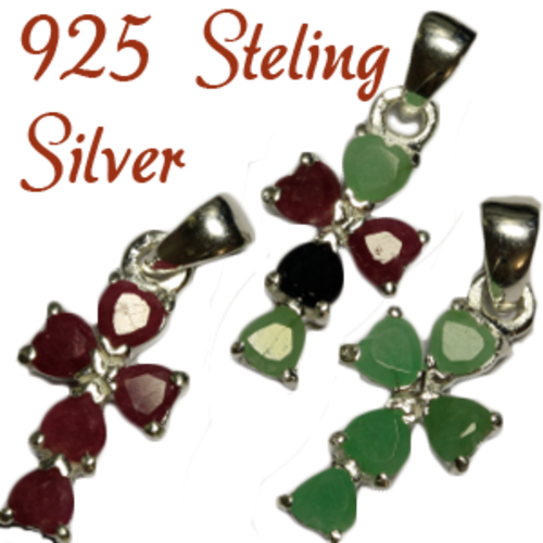 Natural Mined Emerald & 925 sterling silver pendant 5*3.5-4mmx3.5-4mm