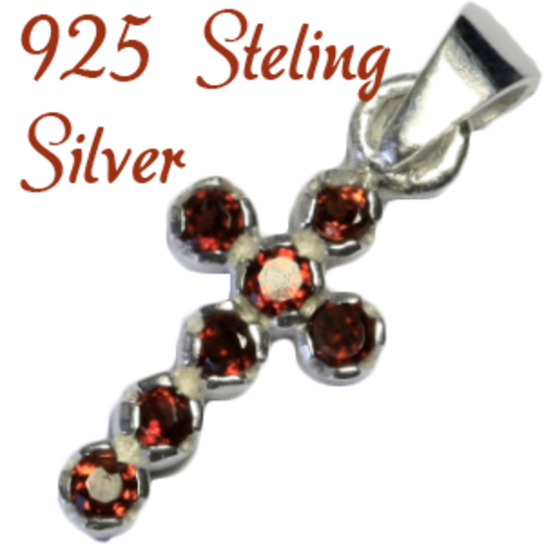 Natural Mined Garnet & 925 sterling silver pendant 7 stones *2.3mm each