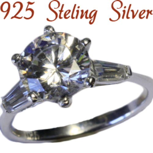 Russian Lab created diamond & Solid 925 Sterling silver ring size 7# + 3.24g