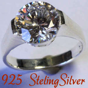 Russian Lab created diamond & Solid 925 Sterling silver ring size 8# + 4.80g