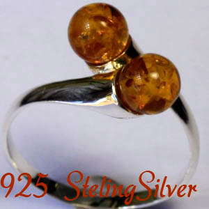 Natural Mined Amber & Solid 925 Sterling silver ring size 7# + 2.27g
