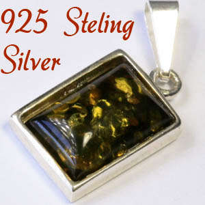 Natural Mined Amber & Solid 925 Sterling silver pendant 13mm + 1.55g