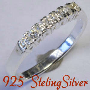 Solid 925 Sterling Silver & Russian Lab created diamond ring size 7.5#  + 2.36g