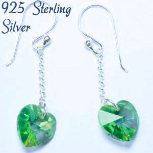 Solid 925 Sterling Silver & Crystal earrings 35mm 1.68g