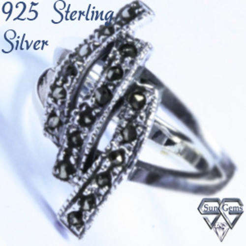Solid 925 Sterling Silver & Marcazite ring size 7#  + 4.09g