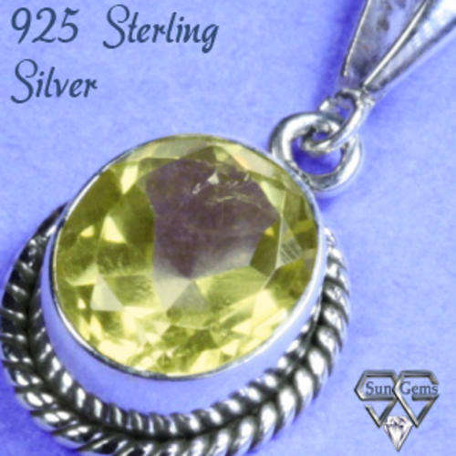 Solid 925 Sterling Silver & Citrine pendant 30mm + 2.91g