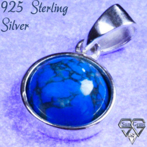 Solid 925 Sterling Silver & Turquoise pendant 20mm + 2.16 g