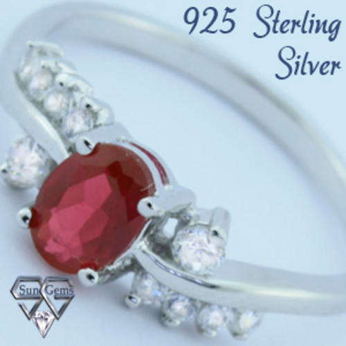 Solid 925 Sterling Silver & Ruby + Topaz ring size 8# + 2.35g