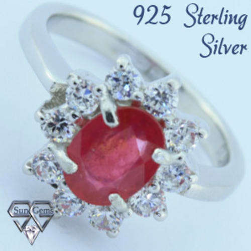 Solid 925 Sterling Silver & Ruby + Topaz ring size 8# + 4.67g
