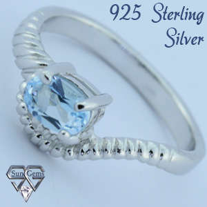 Solid 925 Sterling Silver & Topaz ring size 7# + 2.35g