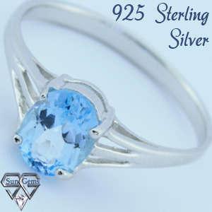 Solid 925 Sterling Silver & Topaz ring size 6.5# + 2.26g