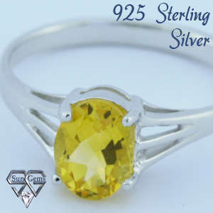 Solid 925 Sterling Silver & Citrine ring size 8# + 2.33g