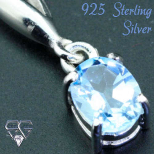 Solid 925 Sterling Silver & Topaz pendant 25mm + 2.19g