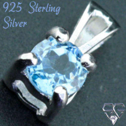 Solid 925 Sterling Silver & Topaz pendant 10mm + 0.95g