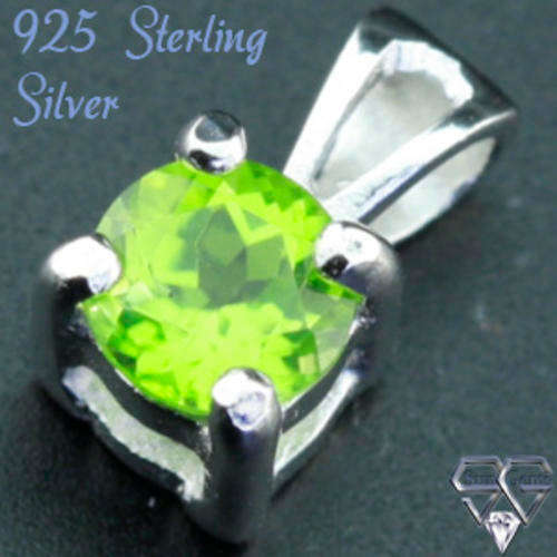 Solid 925 Sterling Silver & Peridot pendant 10mm + 0.95g