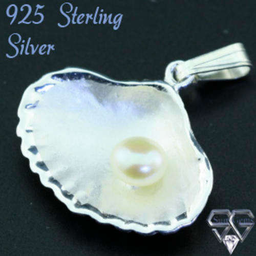 Solid 925 Sterling Silver & Pearl pendant 24mm + 2.60g