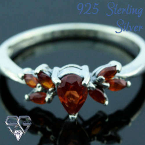 Solid 925 Sterling Silver & Garnet ring size 9# + 1.50g