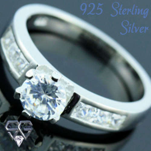 Solid 925 Sterling Silver & CZ ring size 9# + 3.84g