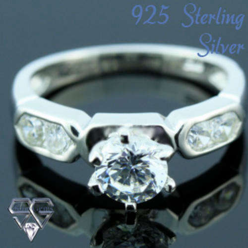 Solid 925 Sterling Silver & CZ ring size 7# + 3.34g