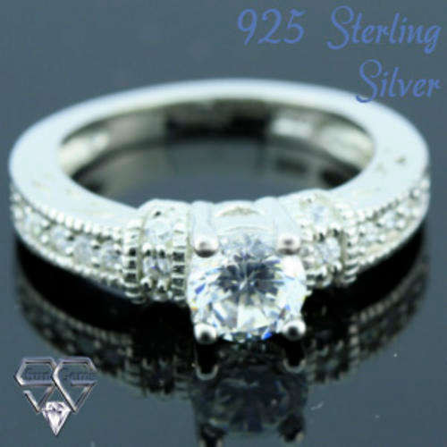 Solid 925 Sterling Silver & CZ ring size 6# + 3.98g