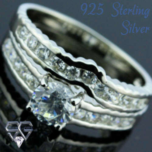 Solid 925 Sterling Silver & CZ ring size 9# + 5.59g
