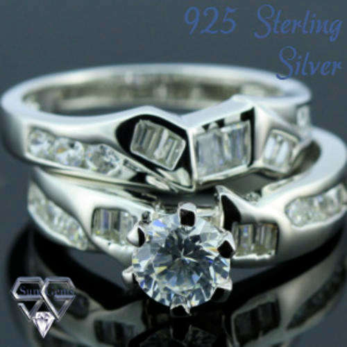 Solid 925 Sterling Silver & CZ ring size 8# + 6.66g