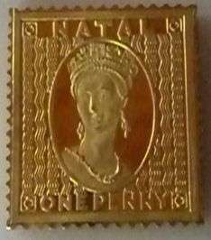 SOLID 925, SILVER NATAL ONE PENNY HERITAGE STAMP 22 ct GOLD PLATE.
