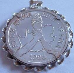 SA - SILVER 925, 1992 R2 BARCELONA COIN PENDANT.