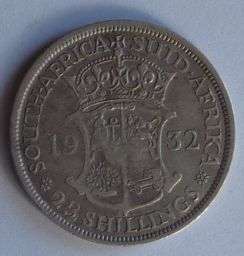 SOUTH AFRICAN SILVER 1932 2.5 SHILLING COIN.