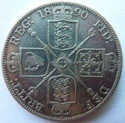 QUEEN VICTORIA 1890 FLORIN 2 SHILLING SILVER COIN.