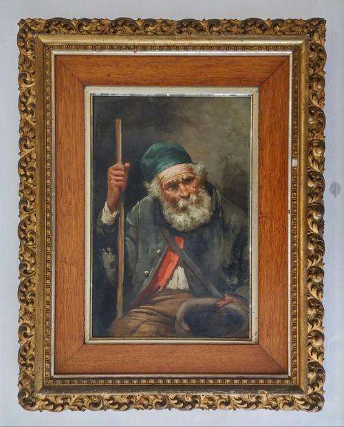 Oil Painting Old man - Circa 1900