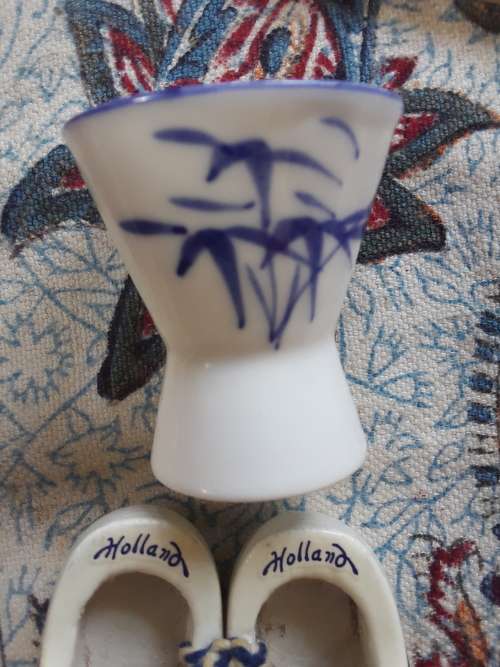 Lovely*Dutch wooden clogs*Blue & white "Welcome"sign +1 more