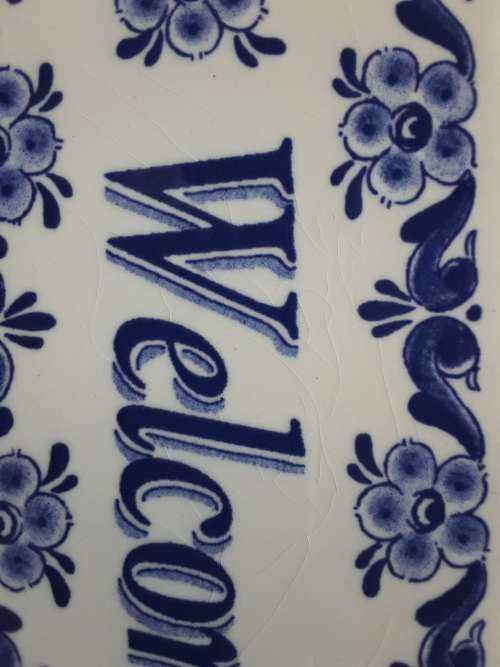Lovely*Dutch wooden clogs*Blue & white "Welcome"sign +1 more