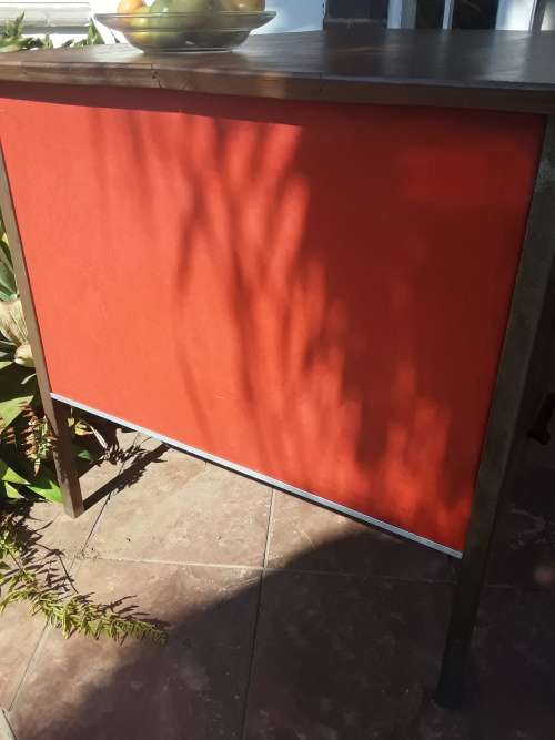RETRO PARTRIDGE~Wood DESK ~ Vinyl sides 3 Drawers CUTE!!!