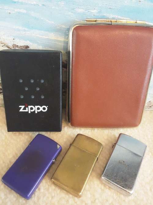 COLLECTION!! Vintage ZIPPO lighters + Cigarette case! All 1 Bid!!