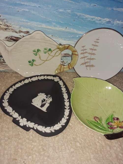 Lovely! 4 vintage *TRINKET* `Holders` ~ Basalt, Belleek, Carlton Ware + Hutschenreuther! 1 BID!!