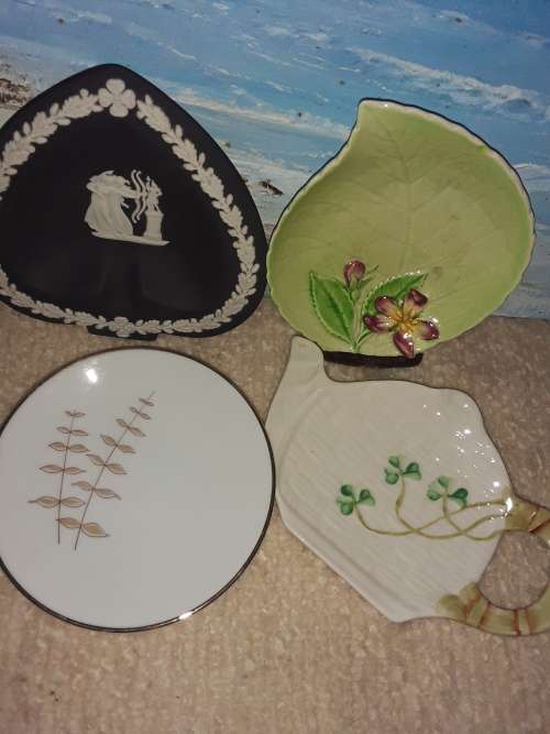 Lovely! 4 vintage *TRINKET* `Holders` ~ Basalt, Belleek, Carlton Ware + Hutschenreuther! 1 BID!!