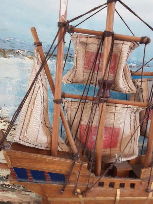 FOR the COLLECTORS!! *SHIP THEME* for Display ~ Model of VICTORIAN ship + Wall plate ~1 Bid!!