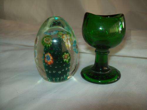 *BEAUTIFUL VINTAGE*GLASS DUMPY&GREEN GLASS EYE BATH!! -CRAZY R1!!