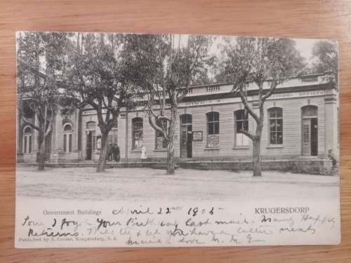 Postcard of Krugersdorp Public Buildings. Undivided Back Posted 1905