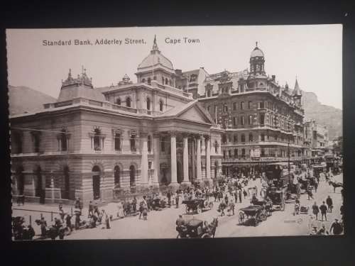 Unposted Valentines Postcard of: The Standard Bank, Adderley Street, Cape Town. Very animated.