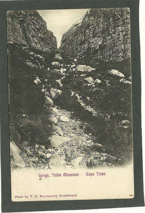 Used card of a gorge on Table Mountain. Posted Stal St 1907